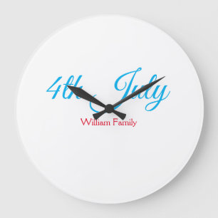 4th July independence day add name text custom Large Clock