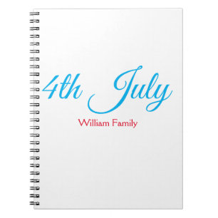 4th July independence day add name text custom Notebook