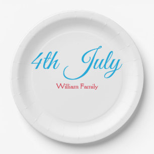 4th July independence day add name text custom Paper Plate