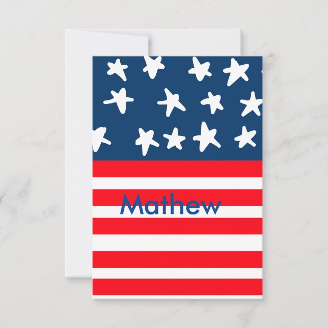 4th july independence day add name text US flag (Front)