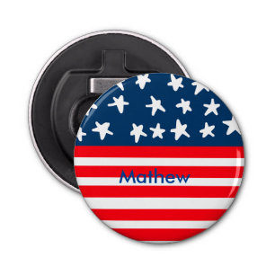 4th july independence day add name text US flag Bottle Opener