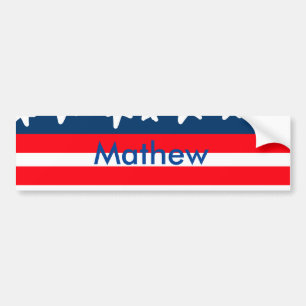 4th july independence day add name text US flag Bumper Sticker