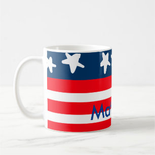 4th july independence day add name text US flag Coffee Mug