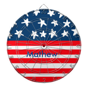 4th july independence day add name text US flag Dartboard