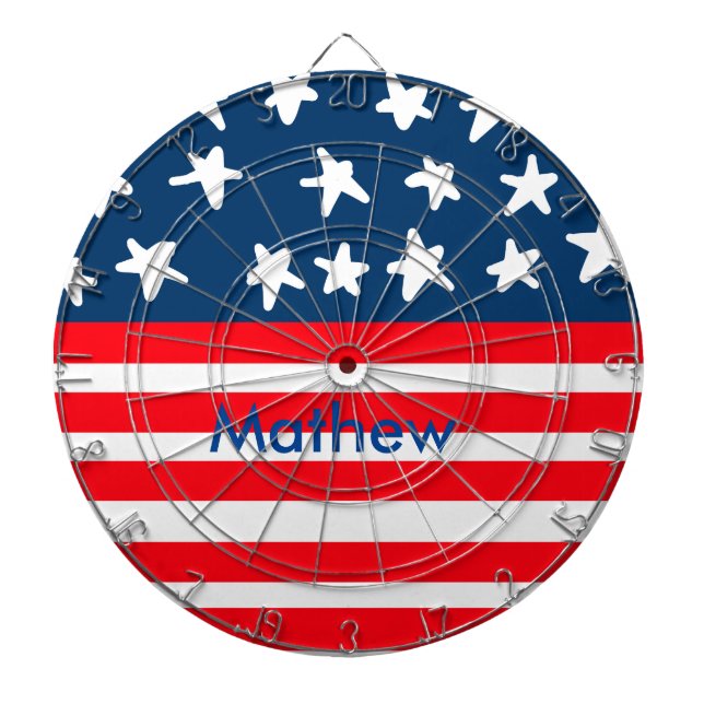 4th july independence day add name text US flag Dartboard (Front)