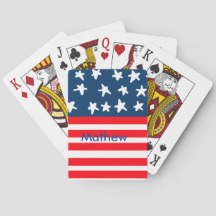 4th july independence day add name text US flag Playing Cards