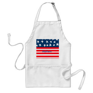 4th july independence day add name text US flag Standard Apron