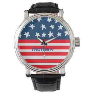 4th july independence day add name text US flag Watch