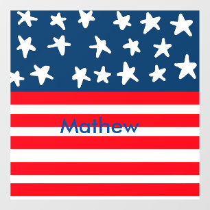 4th july independence day add name text US flag Window Cling