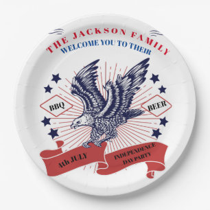 4th July Independence Day. Editable text. Paper Plate