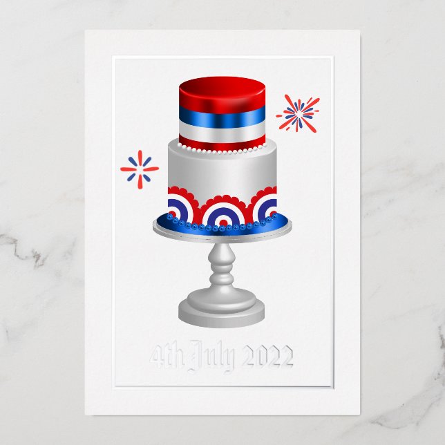 4th July Independence Day Foil Holiday Card (Front)