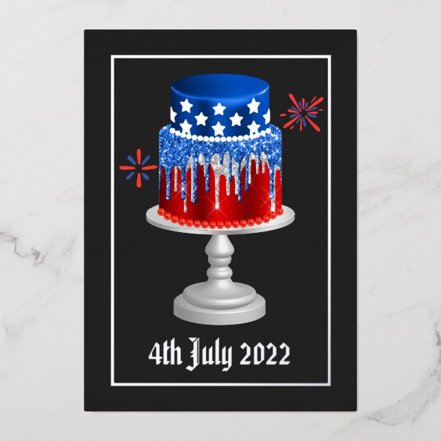 4th July Independence Day Foil Holiday Card (Front)