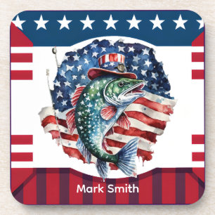 4th July Independence Day for fishing lovers  Coaster