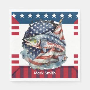 4th July Independence Day for fishing lovers Napkin
