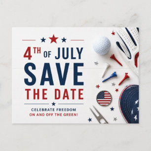 4th July Independence Day for Golf Party  Announcement Postcard