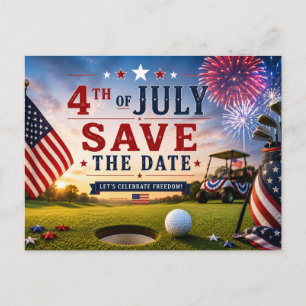 4th July Independence Day for Golf Party  Announcement Postcard