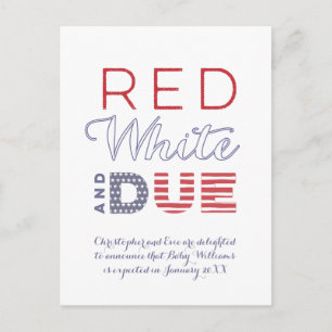 4th July Independence Day Labour Day Pregnancy Announcement Postcard