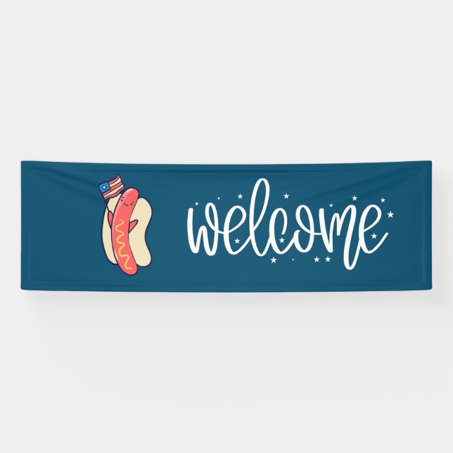 4th July Independence Day party American hot dog Banner (Horizontal)