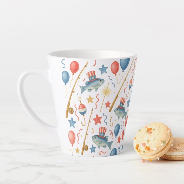 4th July Independence Day party for fishing lovers Latte Mug (In Situ)