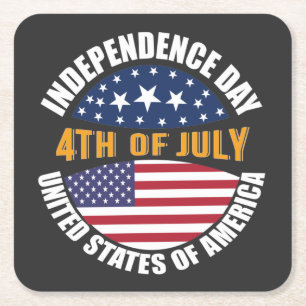 4th July Independence Day Square Paper Coaster