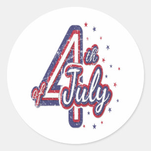 4th July Independence Day United States Vintage Di Classic Round Sticker