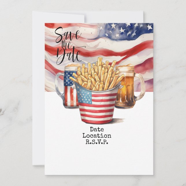 4th July invitation card save the date (Front)