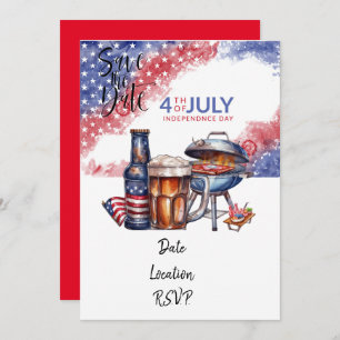 4th July invitation card save the date