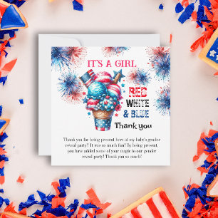 4th July Its a Girl Thank You Card