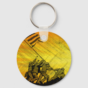 4th July Iwo Jima God Bless America Key Chain