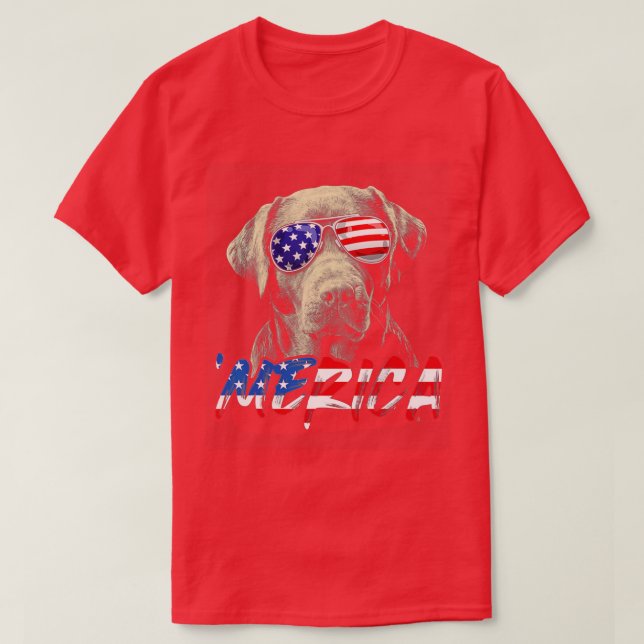 4th July Labrador Retriever American Flag Patrioti T-Shirt (Design Front)
