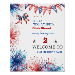 4th July Little miss America 2nd Birthyday Welcome Poster