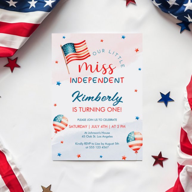 4th July Little Miss Independant Birthday Invitation (Creator Uploaded)