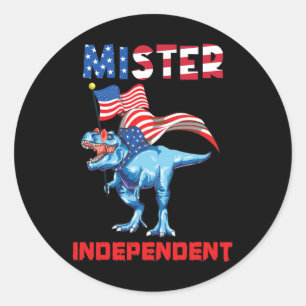 4th July Mister Independent Usa Flag Patriotic Boy Classic Round Sticker