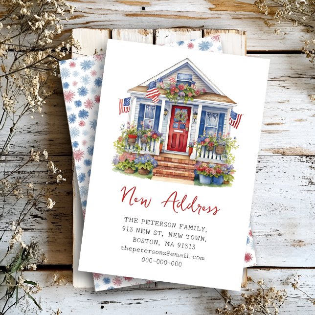 4th July New Address Moving Flat Announcement Card (Creator Uploaded)