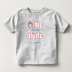 4th July One American Dude 1st Birthyday Toddler T-Shirt