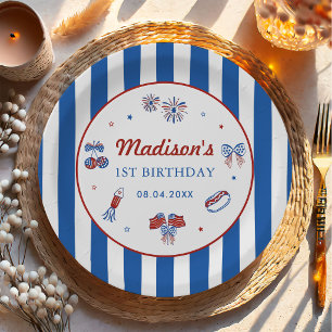 4th July Patriotic 1st Birthday Party Paper Plate