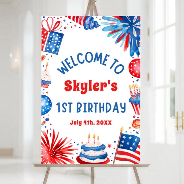 4th July Patriotic 1st Birthday Party Welcome Sign (Creator Uploaded)