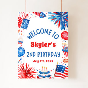 4th July Patriotic 2nd Birthday Party Welcome Sign