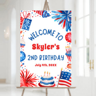 4th July Patriotic 2nd Birthday Party Welcome Sign