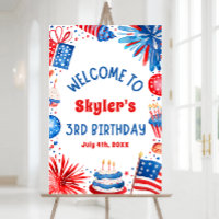 4th July Patriotic 3rd Birthday Party Welcome Sign