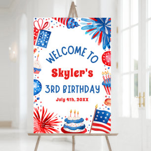 4th July Patriotic 3rd Birthday Party Welcome Sign