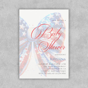 4th July Patriotic Bow Simple Template Baby Shower