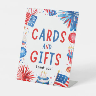 4th July Patriotic Fireworks Summer Cards & Gifts Pedestal Sign