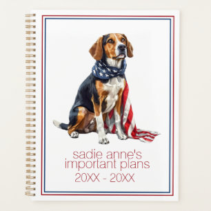 4th July Patriotic Hound Dog Personalised Planner