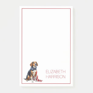 4th July Patriotic Hound Dog Personalised Post-it Notes