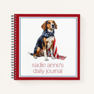 4th July Patriotic Hound Dog Personalized Notebook