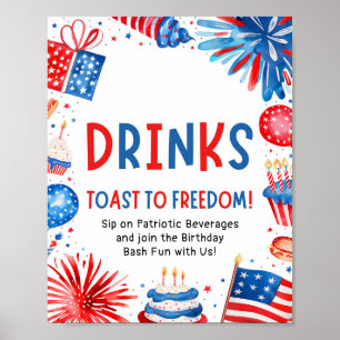 4th July Patriotic Red White and Blue Drinks Sign