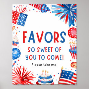 4th July Patriotic Red White and Blue Favours Sign