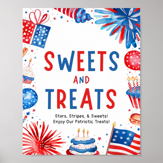 4th July Patriotic Summer Sweets and Treats Sign (Front)