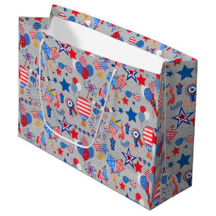 4th July Pattern 04x4 LGrey BG Large Gift Bag